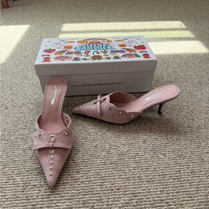 Jeffrey Campbell Pink Kitten Heel Mules